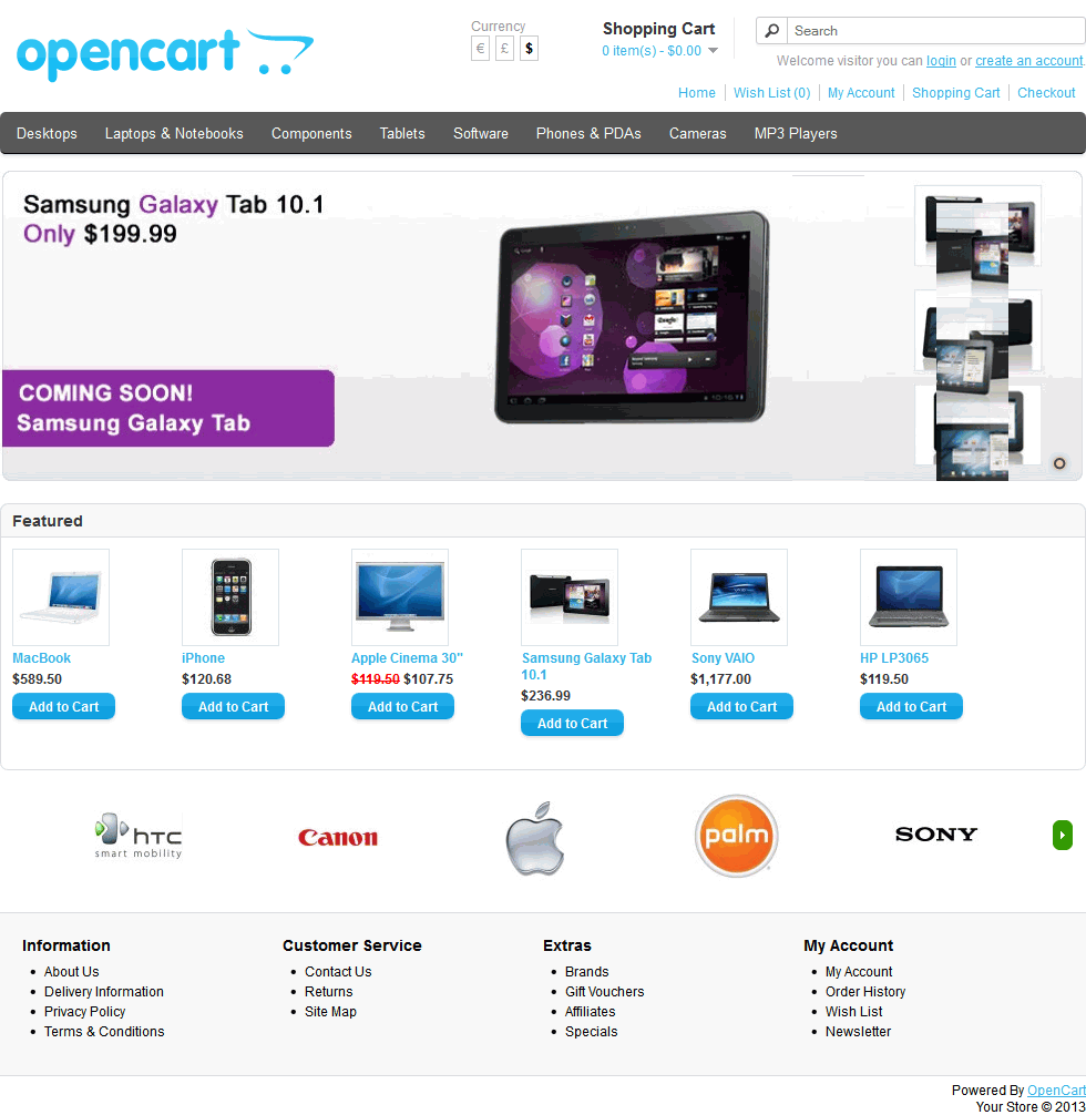 Impresión de pantalla OpenCart