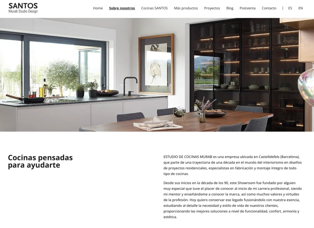 diseño web estudio de arquitectura de interiores, vista de la sección "Sobre nosotros".