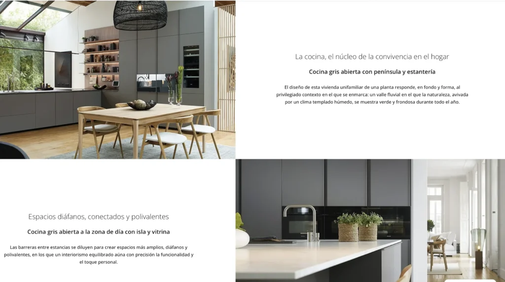 diseño web estudio de arquitectura de interiores, diferentes bloques de la web